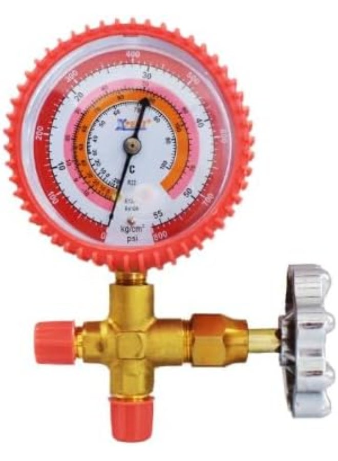 Xpert High-Pressure Single Service Manifold, Model 466A for R22, R134a, and R410A Refrigerants - Image 1